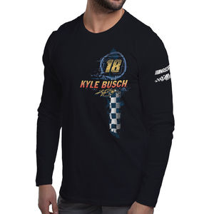 NASCAR Mens Classic Long Sleeve Crew Tee - Kyle Busch - 8 Black by DelSol-1 Pc